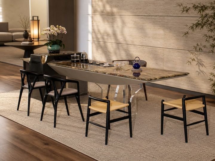 Marble Tea Table 2880 × 1000 × 880H styled in a FADIOR HOME interior setting
