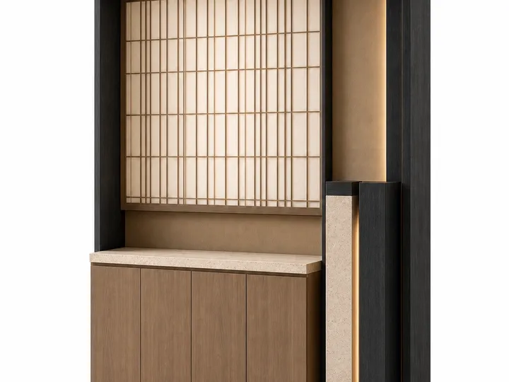Fadior Savile Entryway Suite with Water Column Valet Console — 304 stainless steel entryway system, front view