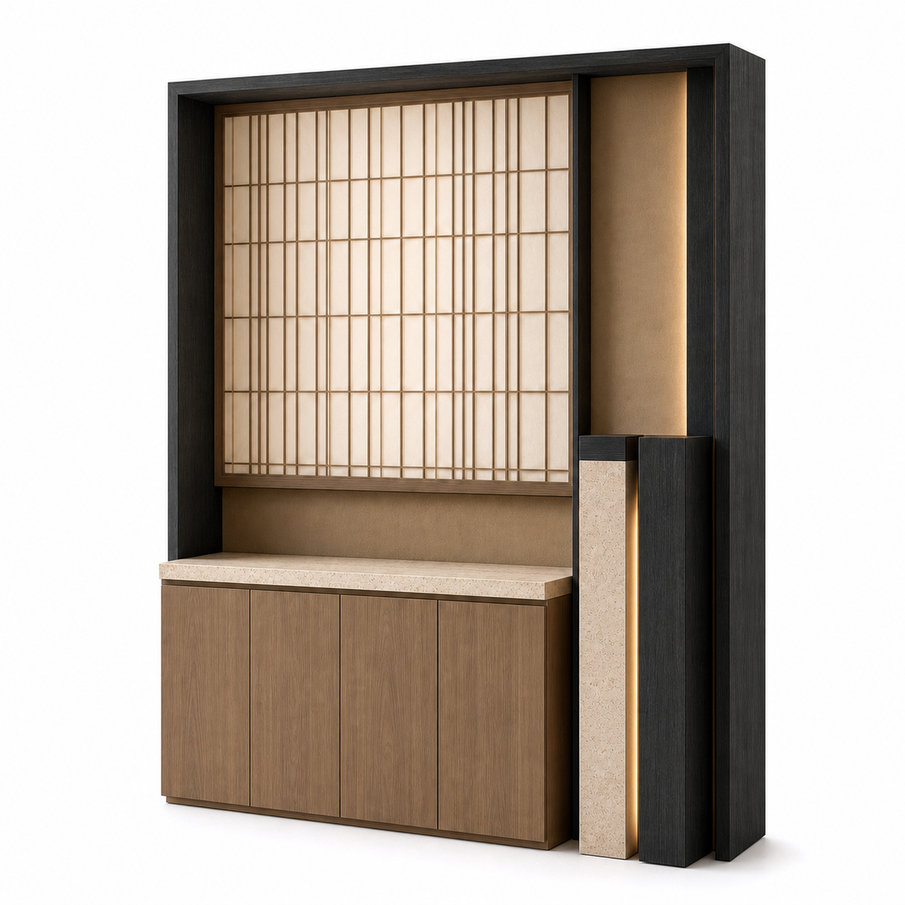 Fadior Savile Entryway Suite with Water Column Valet Console — 304 stainless steel entryway system, front view
