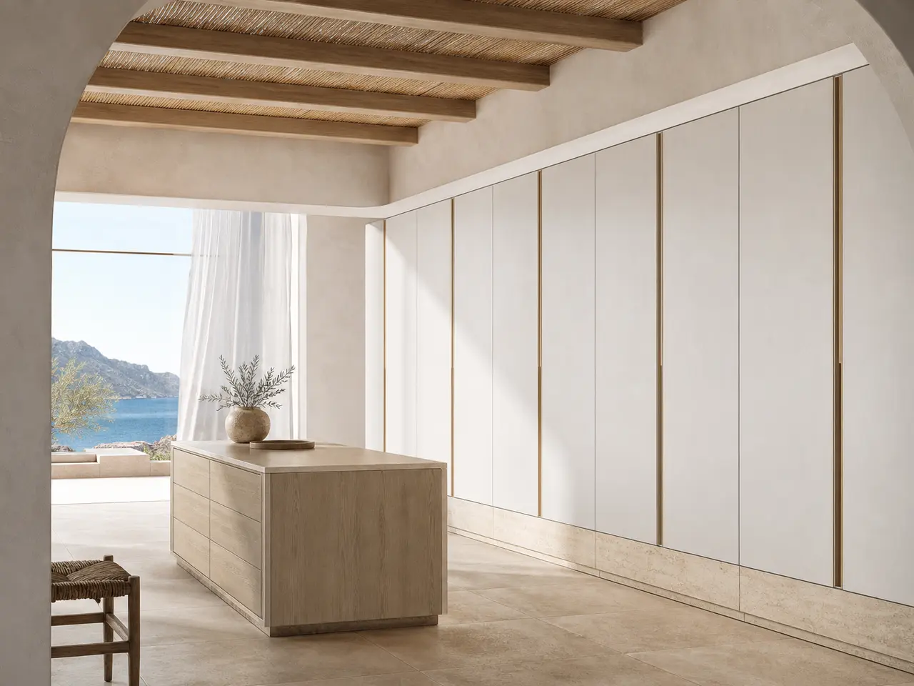 Fadior Radiance Wardrobe Suite with Olive Plinth Dressing Promenade - custom 304 stainless steel wardrobe or walk-in closet with lighting, hanging, drawer storage, and residential finishes