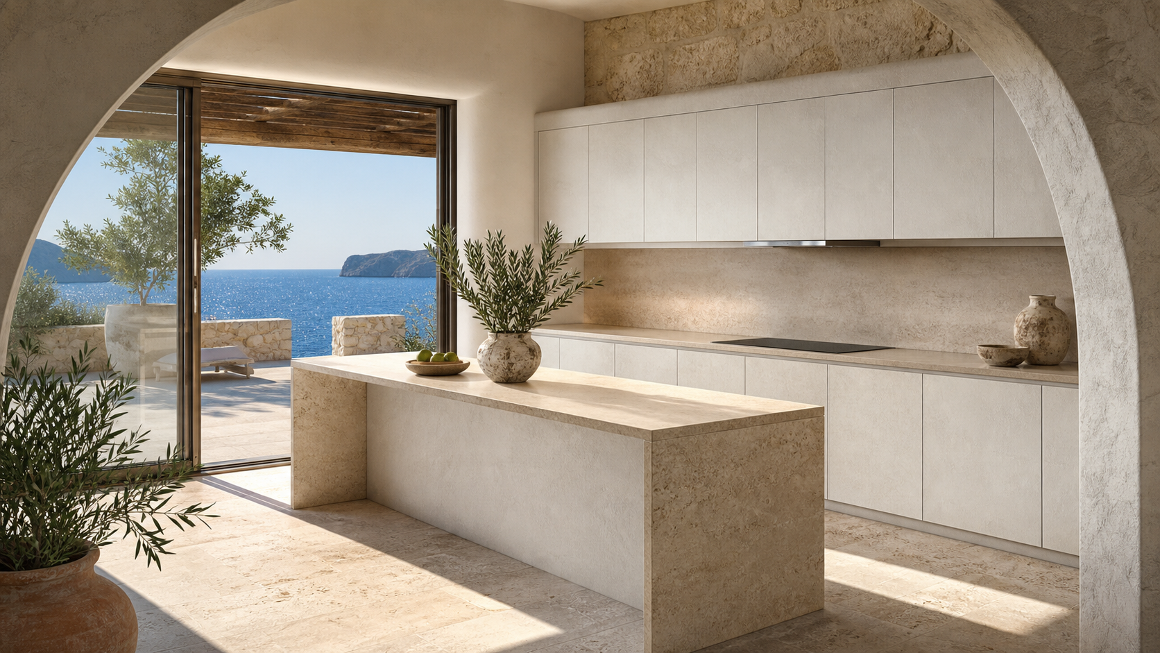 Fadior Meridian Kitchen Suite with Flexible Aluminum Kitchen Wall — lifestyle setting with natural light and residential styling