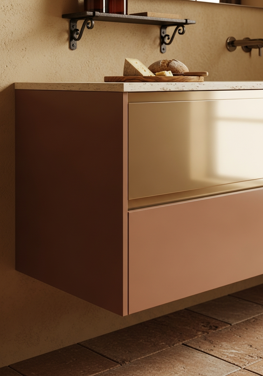 Fadior Nacre Bath and Vanity Suite — close-up of stainless steel finish and hardware detail