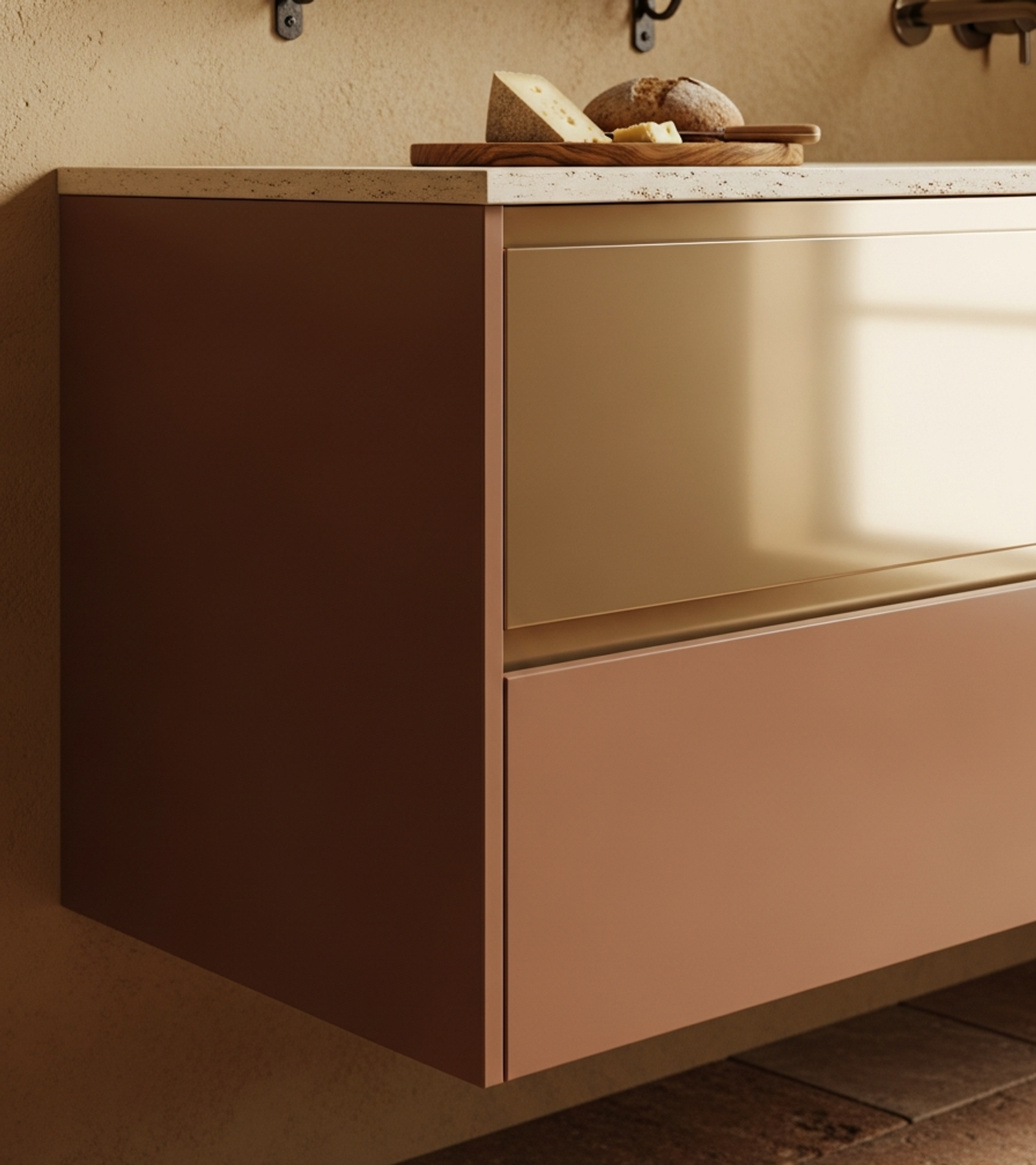 Fadior Nacre Bath and Vanity Suite — close-up of stainless steel finish and hardware detail
