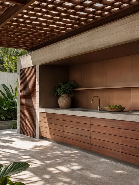 Suite de Cocina Exterior Vantage con Barra Alcoba en Niebla Cobriza
