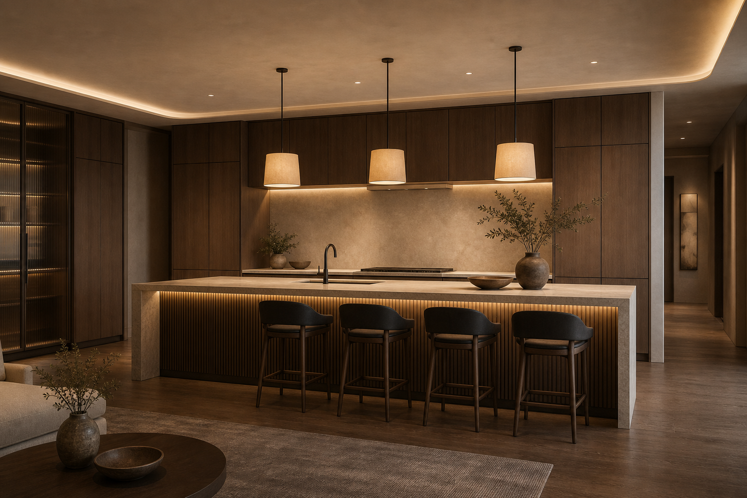 Fadior Solace Kitchen Suite with Craft Island Horizon — interior room context showing cabinet integration