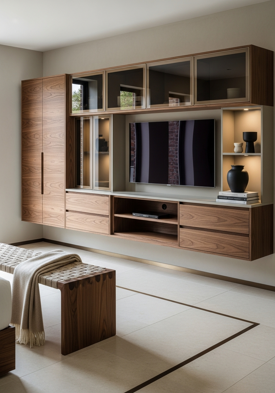 Fadior Essence Media Console — interior room context showing cabinet integration