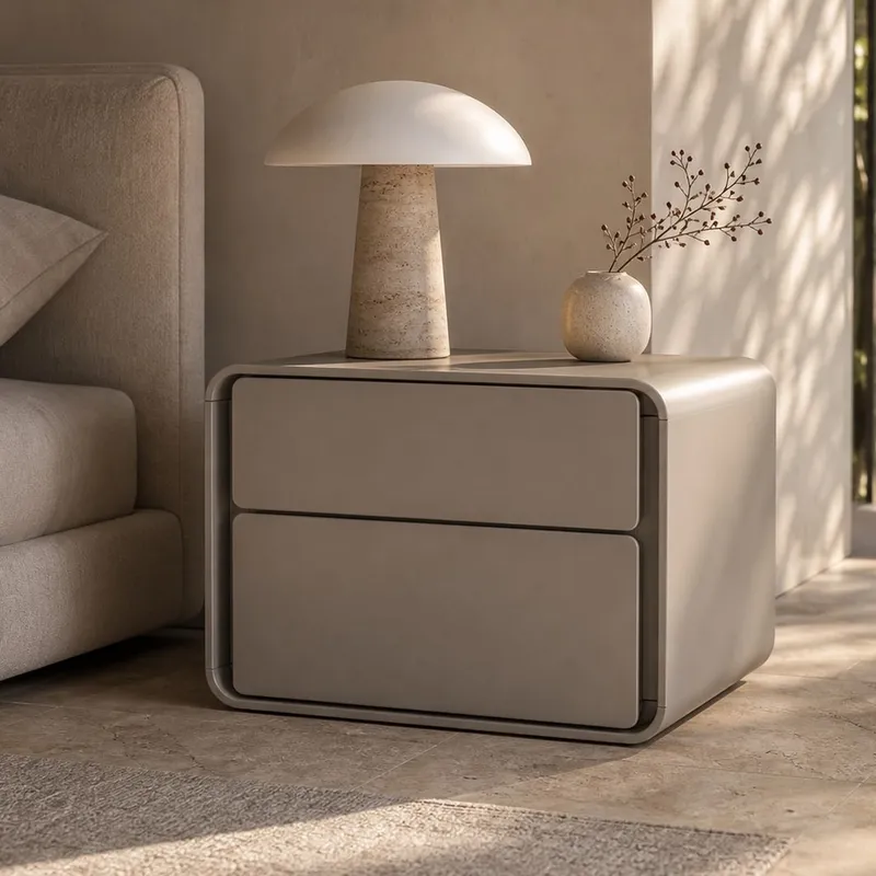 Rounded-Corner Handleless Nightstand