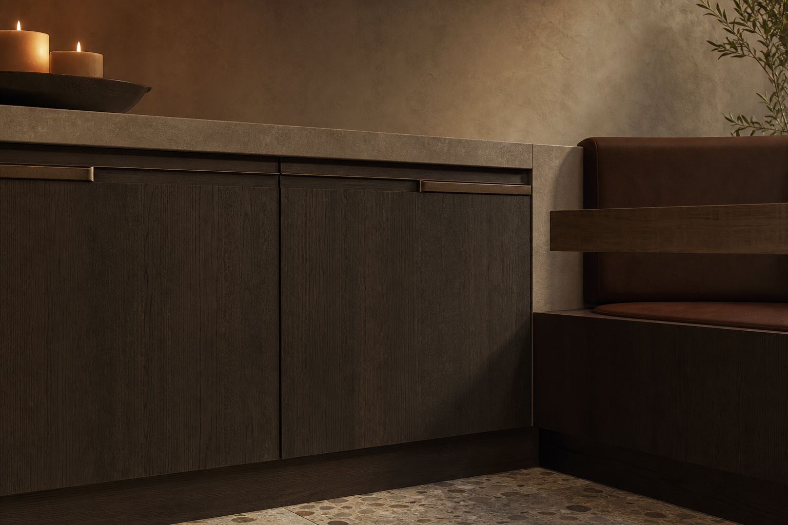 Fadior Riviera Kitchen Suite with Breakfast Atrium Prep Wall — close-up of stainless steel finish and hardware detail