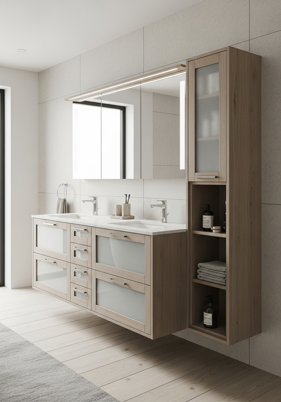 Fadior Acqua Clerestory Vanity — interior room context showing cabinet integration