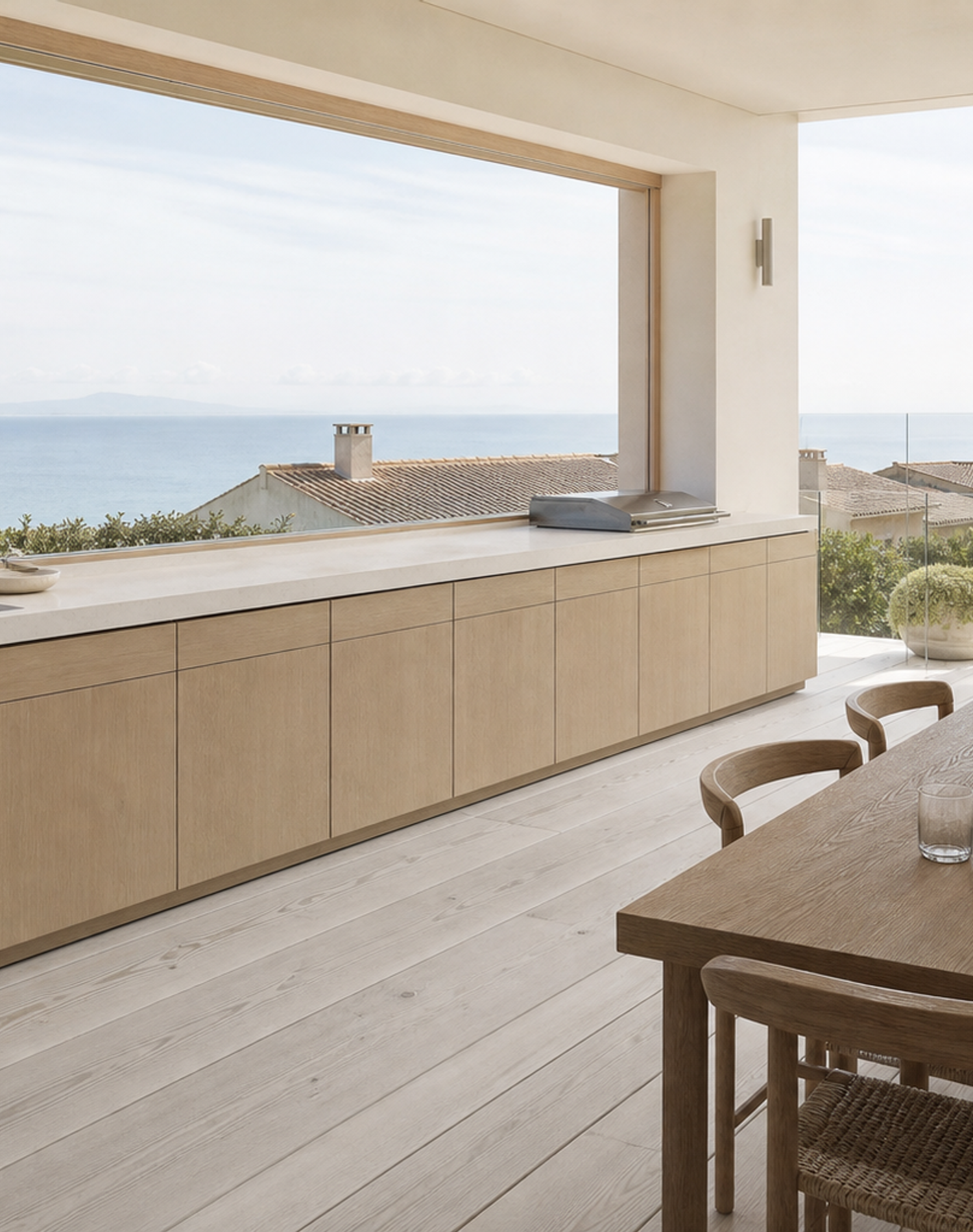 Fadior Vantage Outdoor Kitchen Suite with FSC Blond Counter Gallery — lifestyle setting with natural light and residential