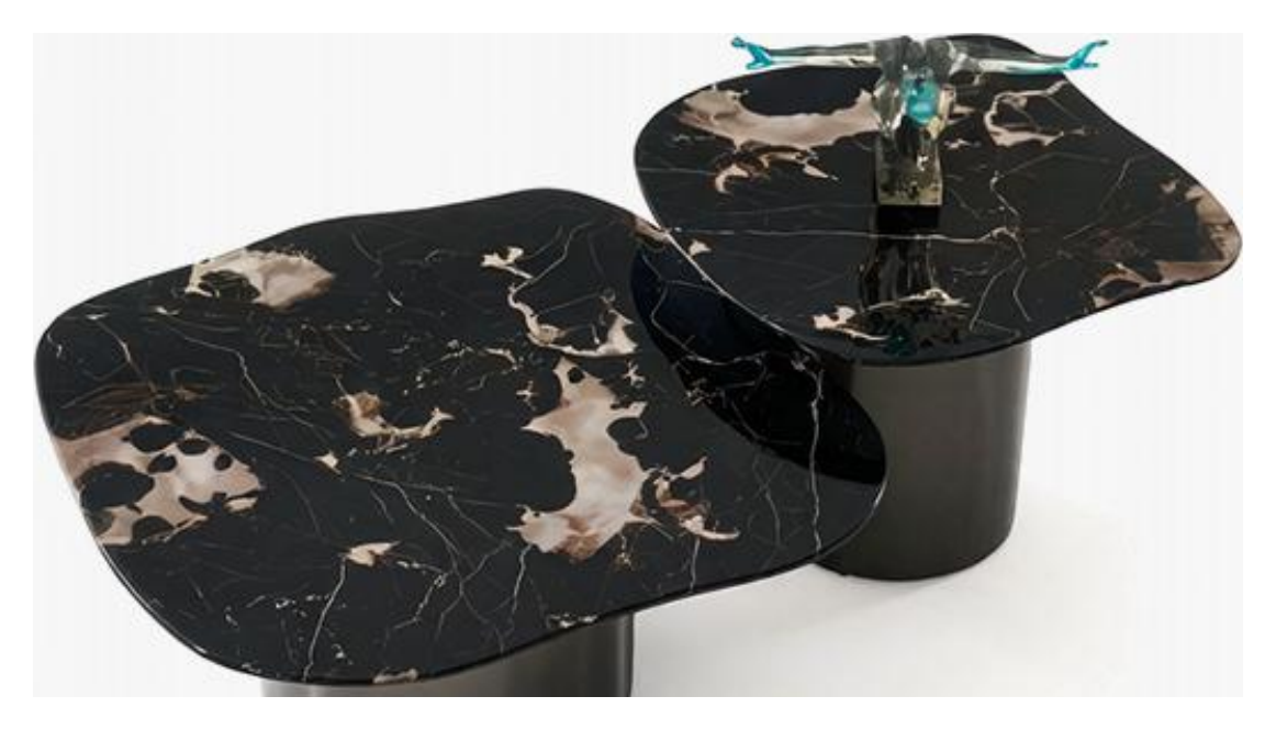 Mesa de centro con tapa de piedra 800 × 800 × 330 vista del producto