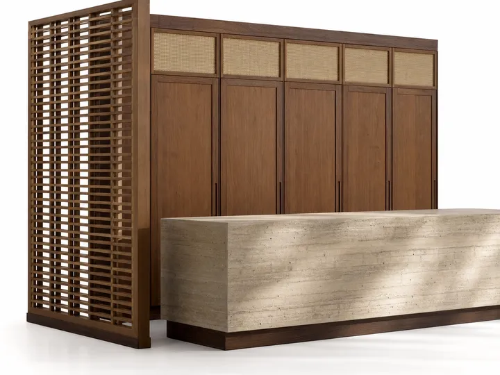 Fadior Meridian Plinth Tea Pantry Arcade — 304 stainless steel kitchen system, front view