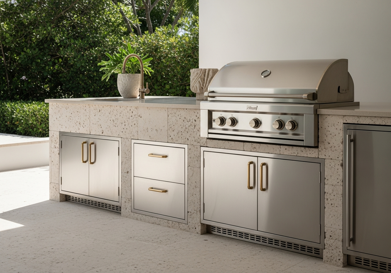 Fadior Miami Bayfront Villa — outdoor kitchen and terrace setting