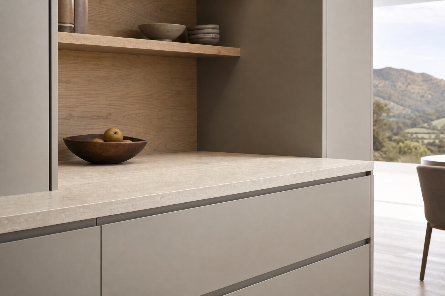 Fadior Dream Home Kitchen Suite with Verdant Butler Gallery — close-up of stainless steel finish and hardware detail