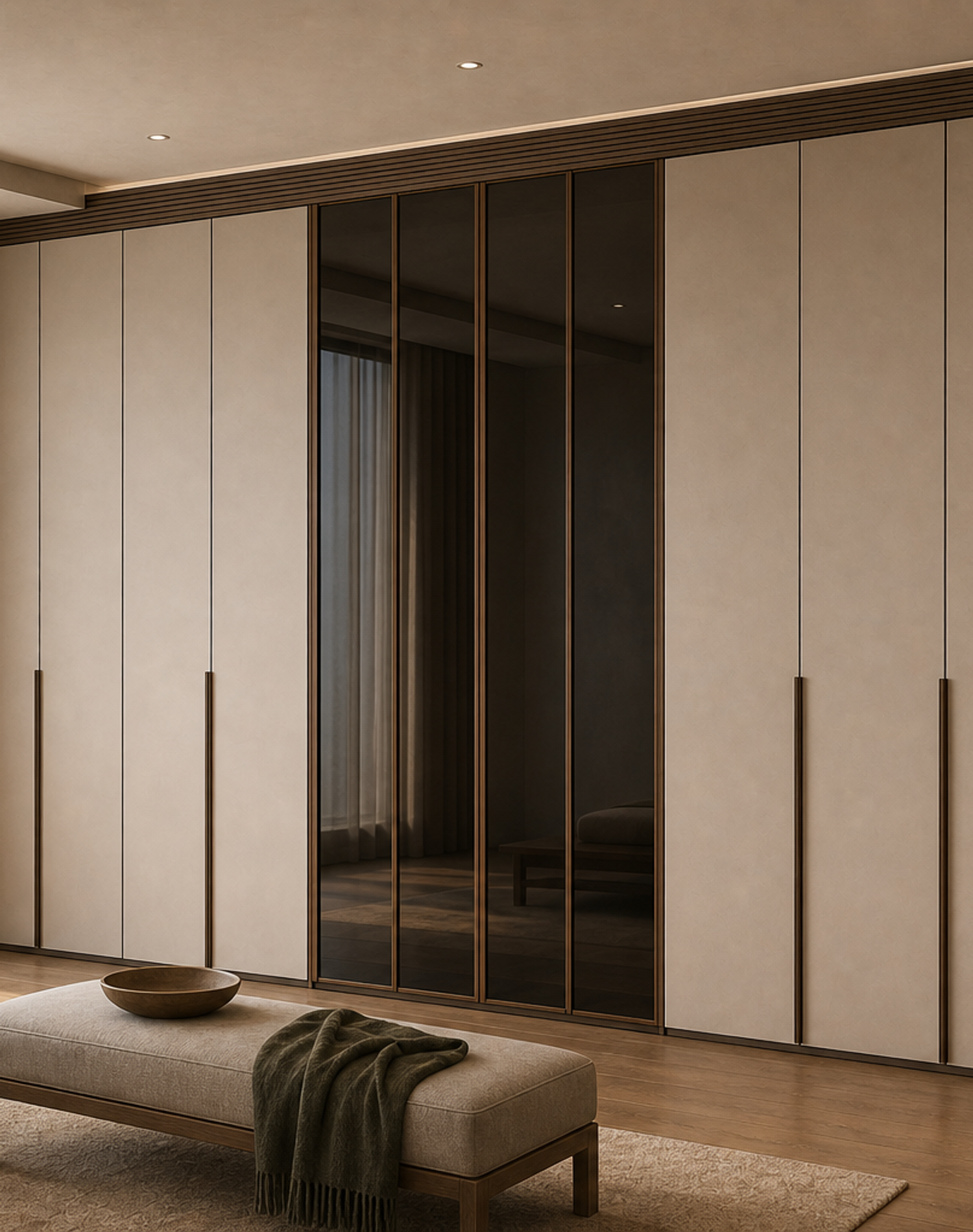 Fadior Voyage Wardrobe Suite with Atelier Gallery Spine — lifestyle setting with natural light and residential styling