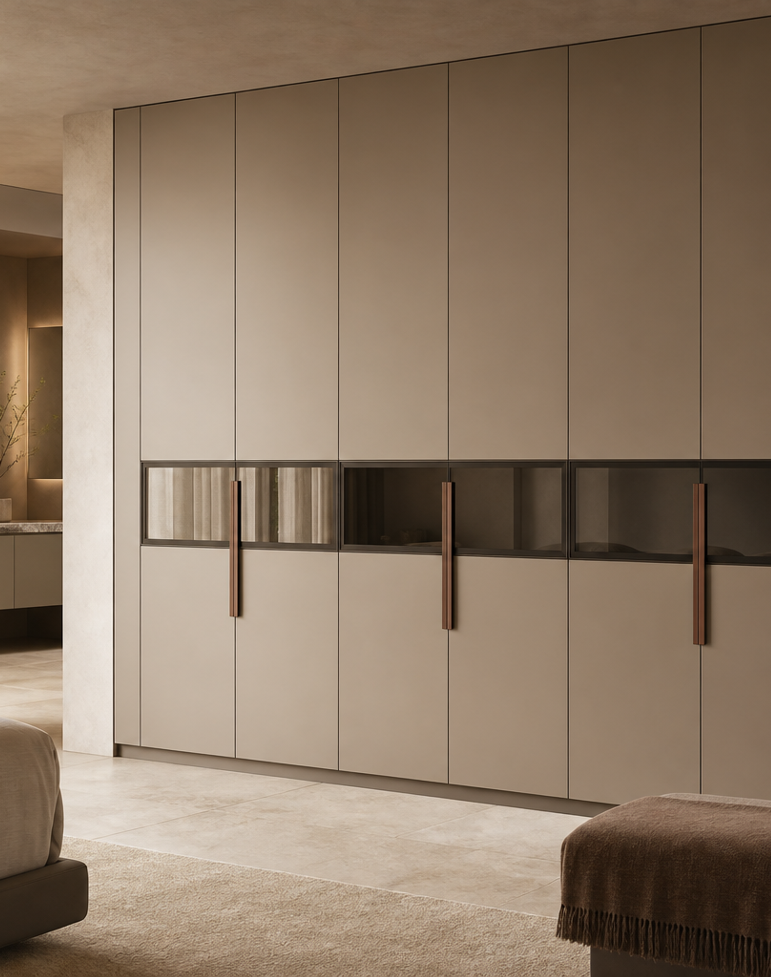 Fadior Canopy Wardrobe Suite with Tailored Dressing Grid — lifestyle setting with natural light and residential styling