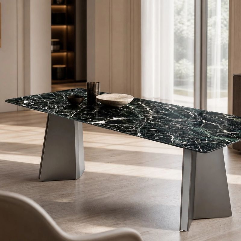 Stone-Top Marble Dining Table (Natural luxury stone) styled in a FADIOR HOME interior setting