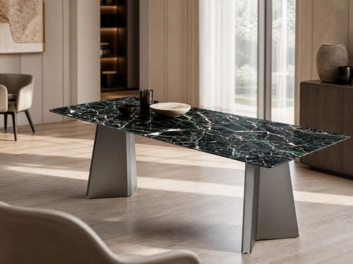 Stone-Top Marble Dining Table 140x80 styled in a FADIOR HOME interior setting