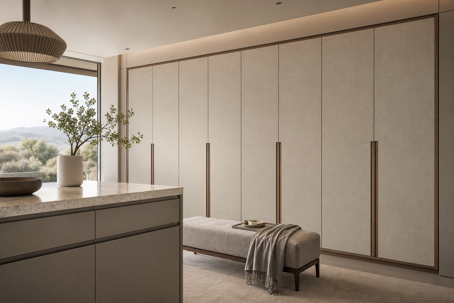 Fadior Lumiere Wardrobe Suite with Ribbed Pearl Dressing Lantern — lifestyle setting with natural light and residential