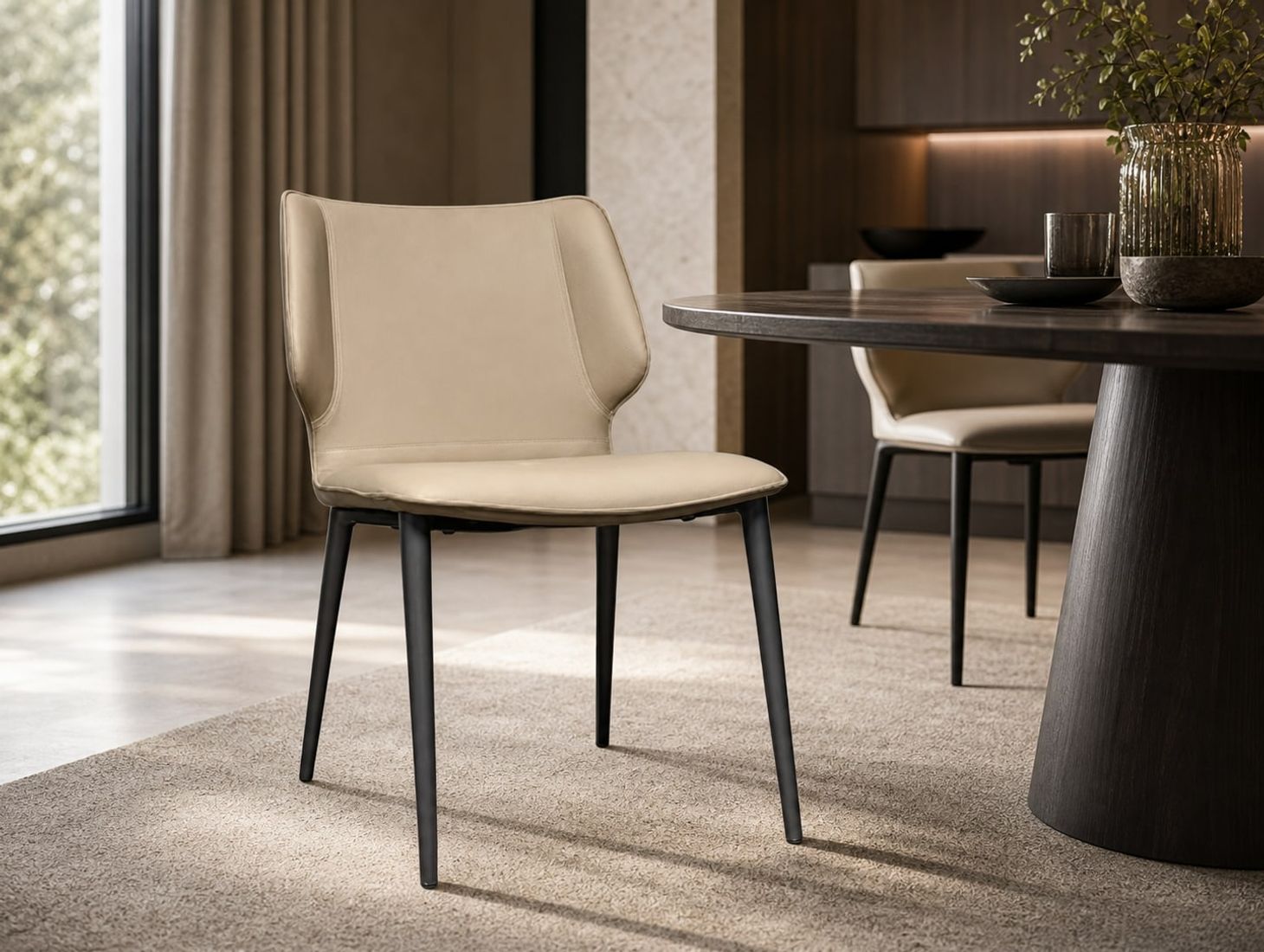 Dining Chair (Carbon steel) styled in a FADIOR HOME interior setting