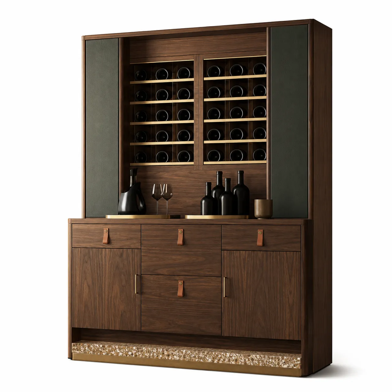 Conjunto de Armario de Vinos Cru con Plinto de Servicio Sommelier Moonlit vista principal