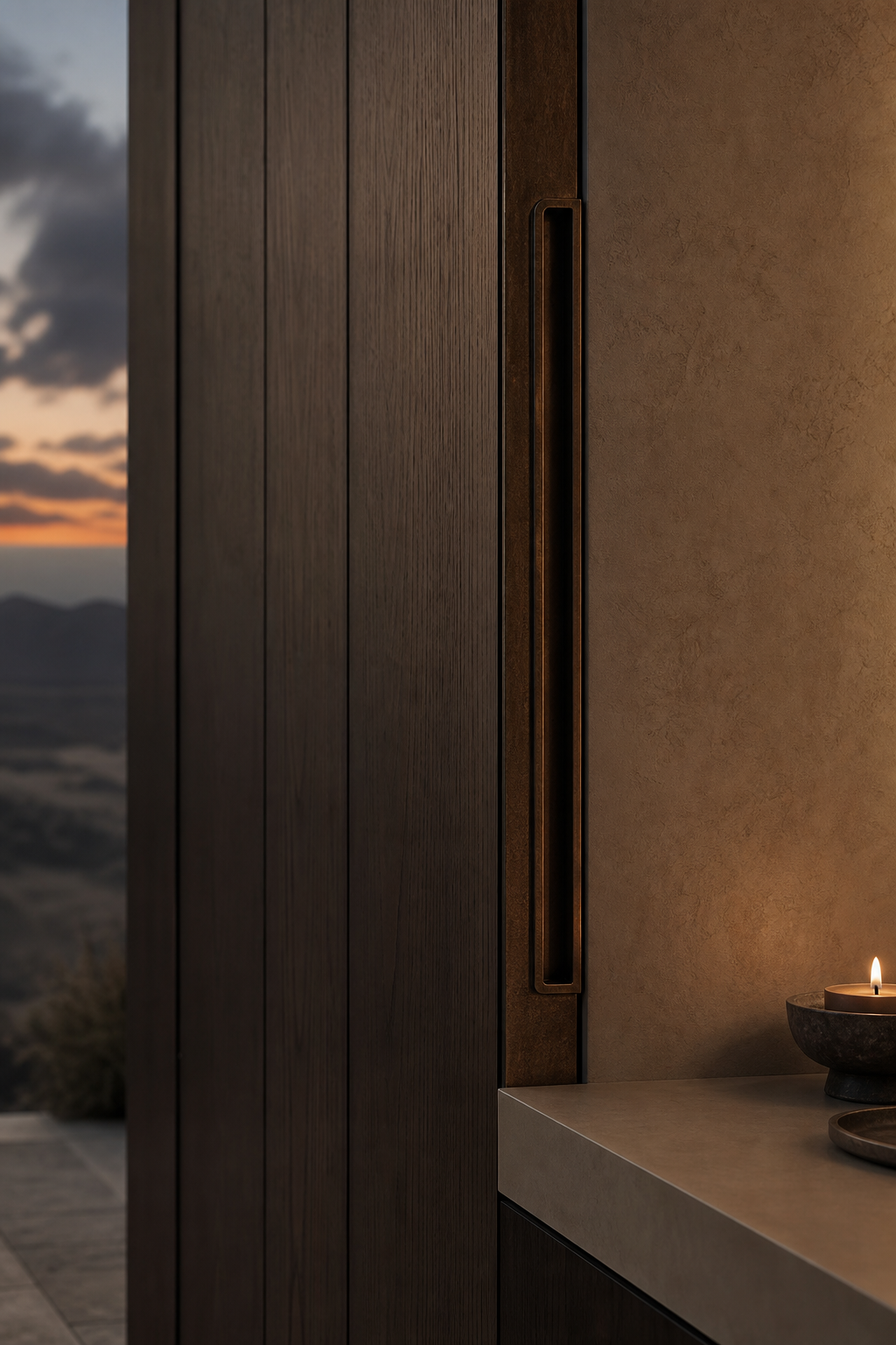 Fadior Lumiere Wardrobe with Counterline Dressing Wall — close-up of stainless steel finish and hardware detail