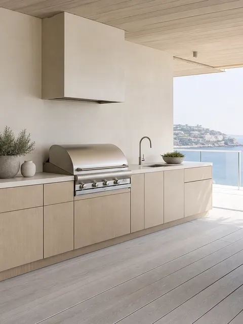 Suite de cocina exterior Vantage con galería de encimera FSC Blond