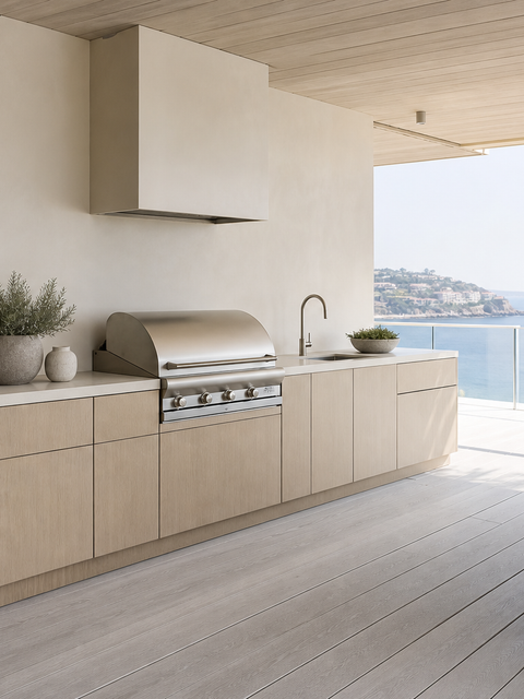 Fadior Vantage Outdoor Kitchen Suite with FSC Blond Counter Gallery — 304 stainless steel outdoor kitchen system, front view