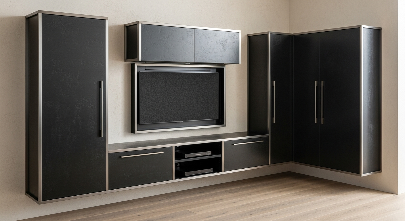 Fadior Essence Media Console — lifestyle setting with natural light and residential styling