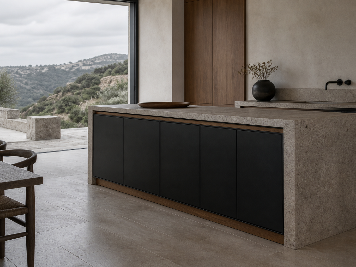 Fadior Atelier Kitchen Suite with Structural Datum Island — interior room context showing cabinet integration