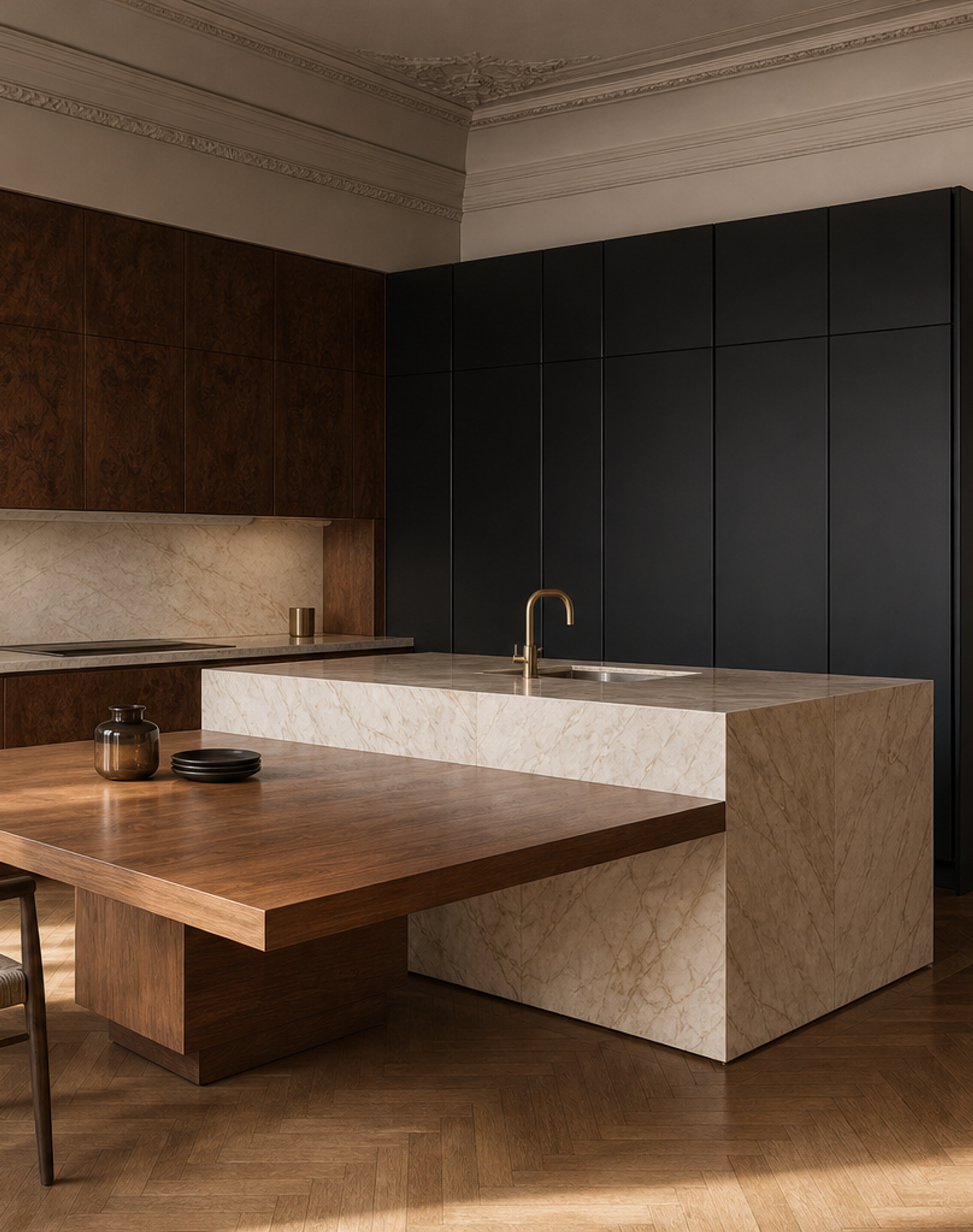 Fadior Pavilion Kitchen Suite with Bamboo Cantilever Island — interior room context showing cabinet integration