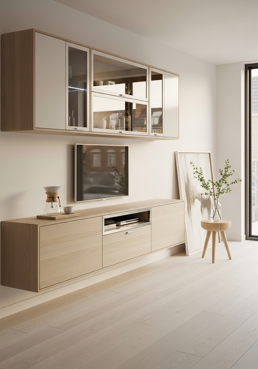 Fadior Essence Media Console — interior room context showing cabinet integration