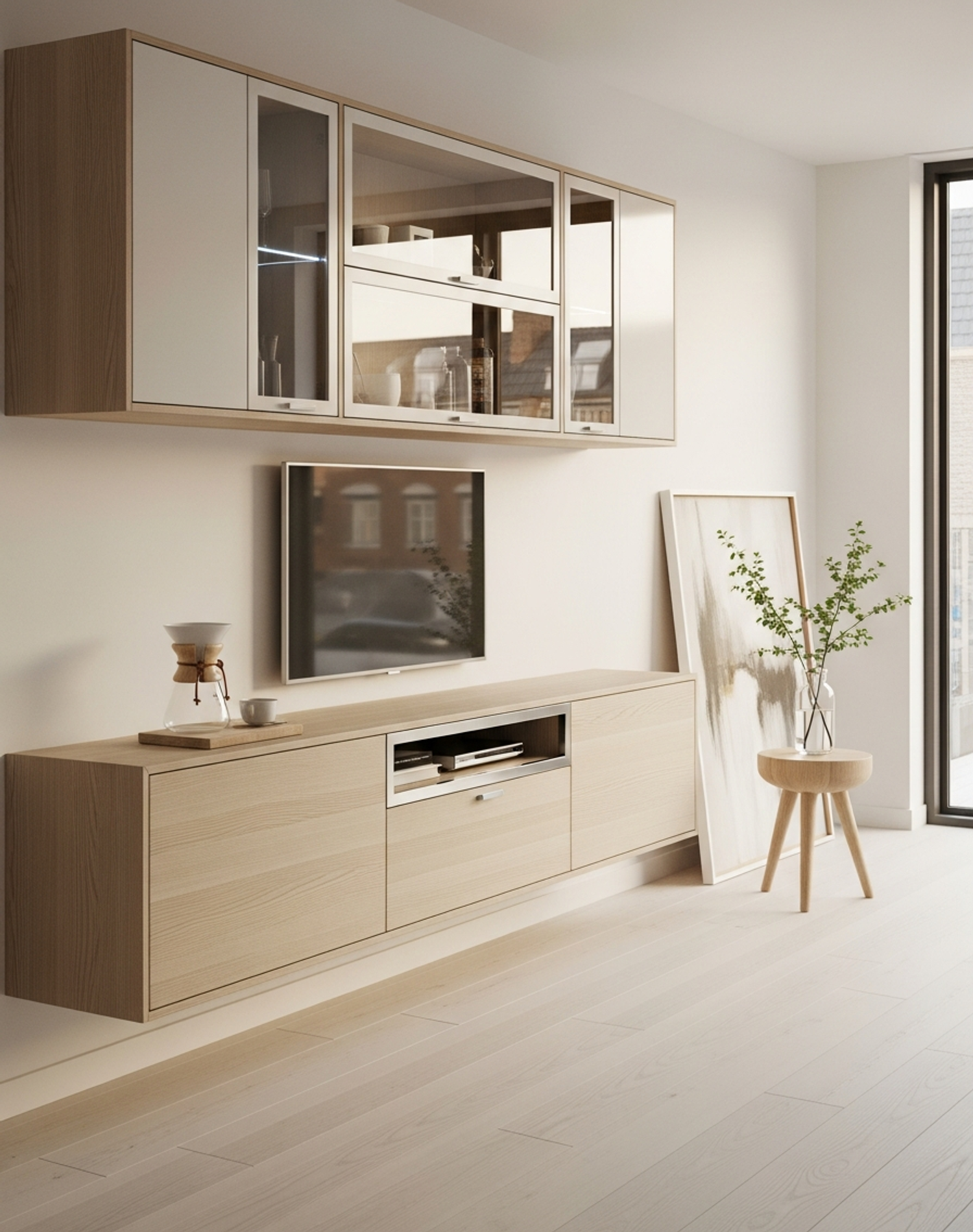 Fadior Essence Media Console — interior room context showing cabinet integration