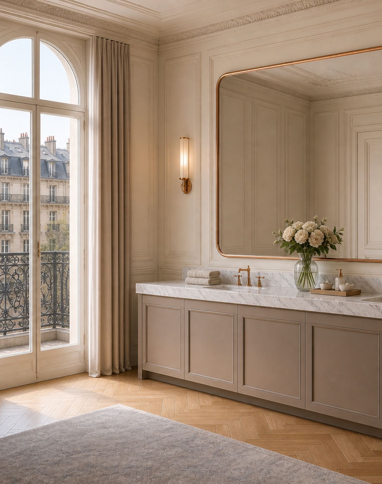 Fadior Solstice Bath and Vanity Suite with Diamond Seal Vanity Gallery — interior room context showing cabinet integration