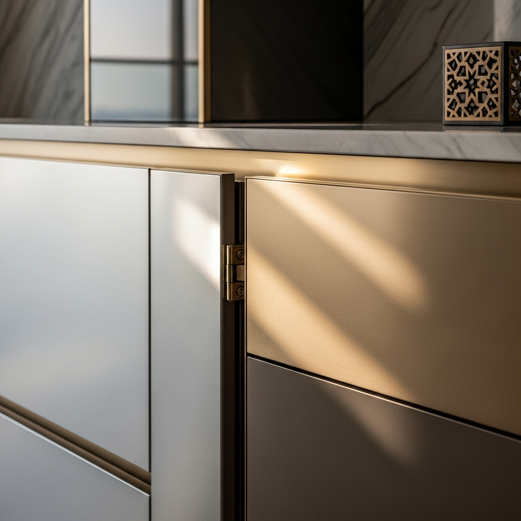 Fadior Dubai Waterfront Villa — close-up of stainless steel finish and hardware detail