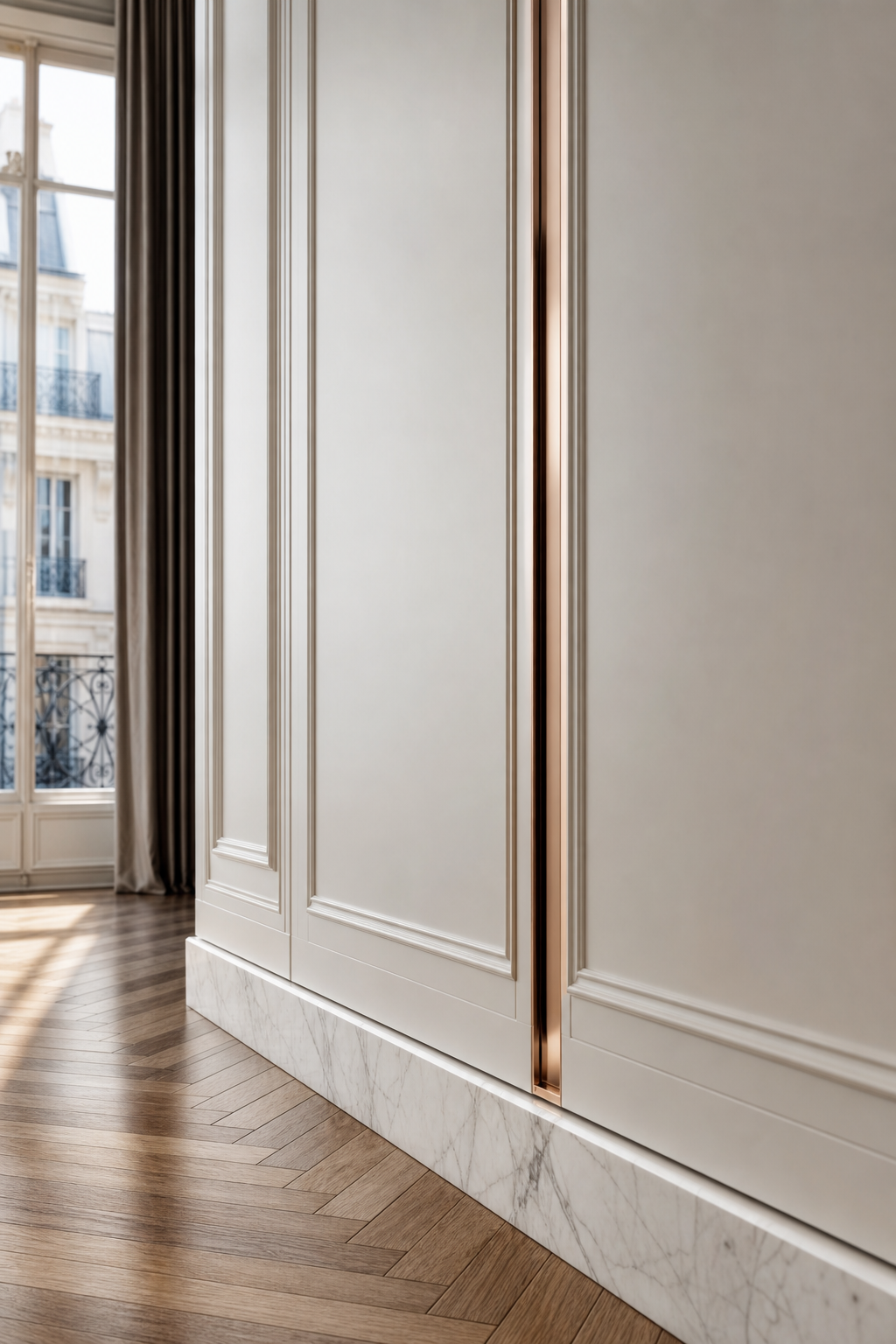 Fadior Onyx Wardrobe Suite with Silent Care Appliance Bay — close-up of stainless steel finish and hardware detail