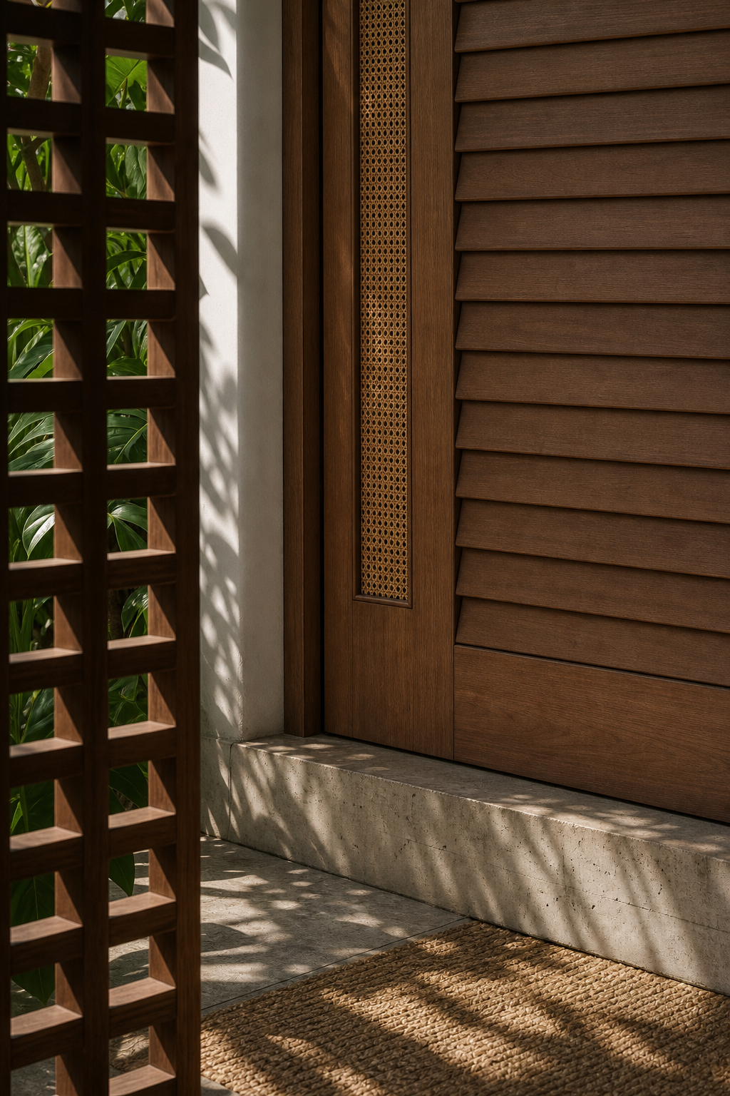 Fadior Alabaster Interior Door Suite with Linen Louver Passage Door — close-up of stainless steel finish and hardware detail