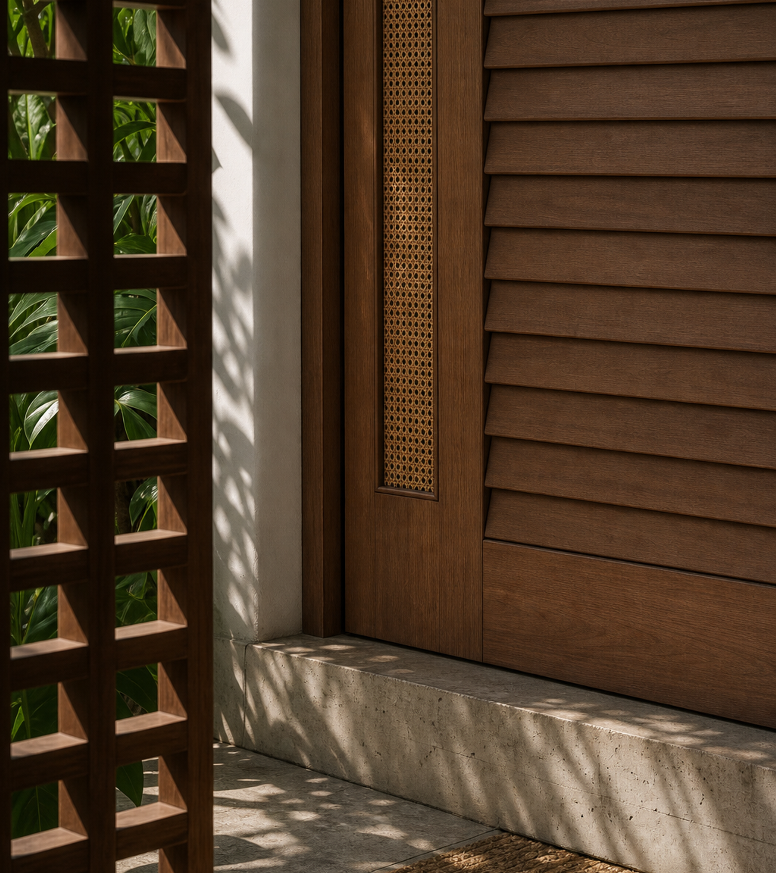 Fadior Alabaster Interior Door Suite with Linen Louver Passage Door — close-up of stainless steel finish and hardware detail