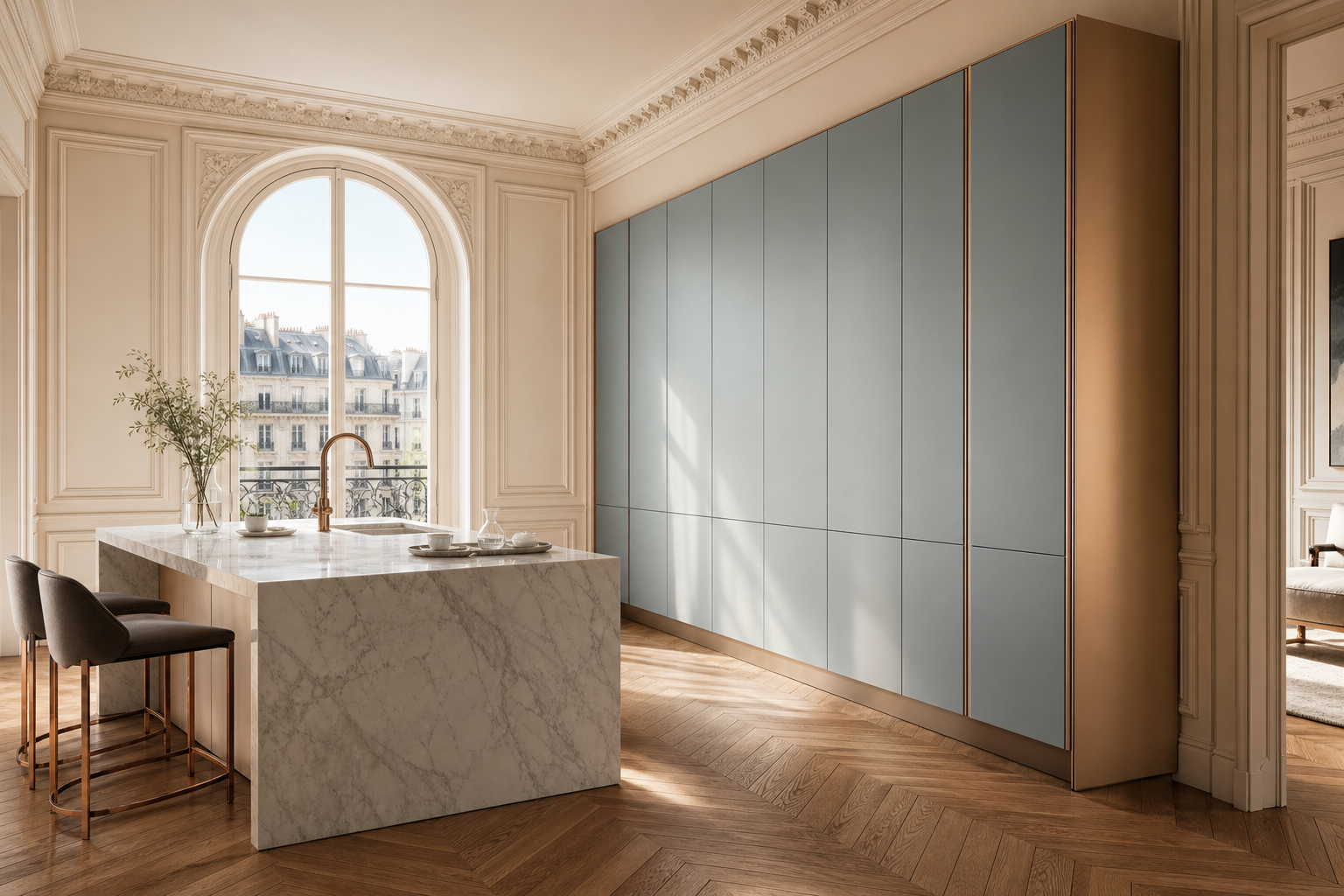 Fadior Pavilion Kitchen Suite with Chromatic Breakfast Atrium — interior room context showing cabinet integration
