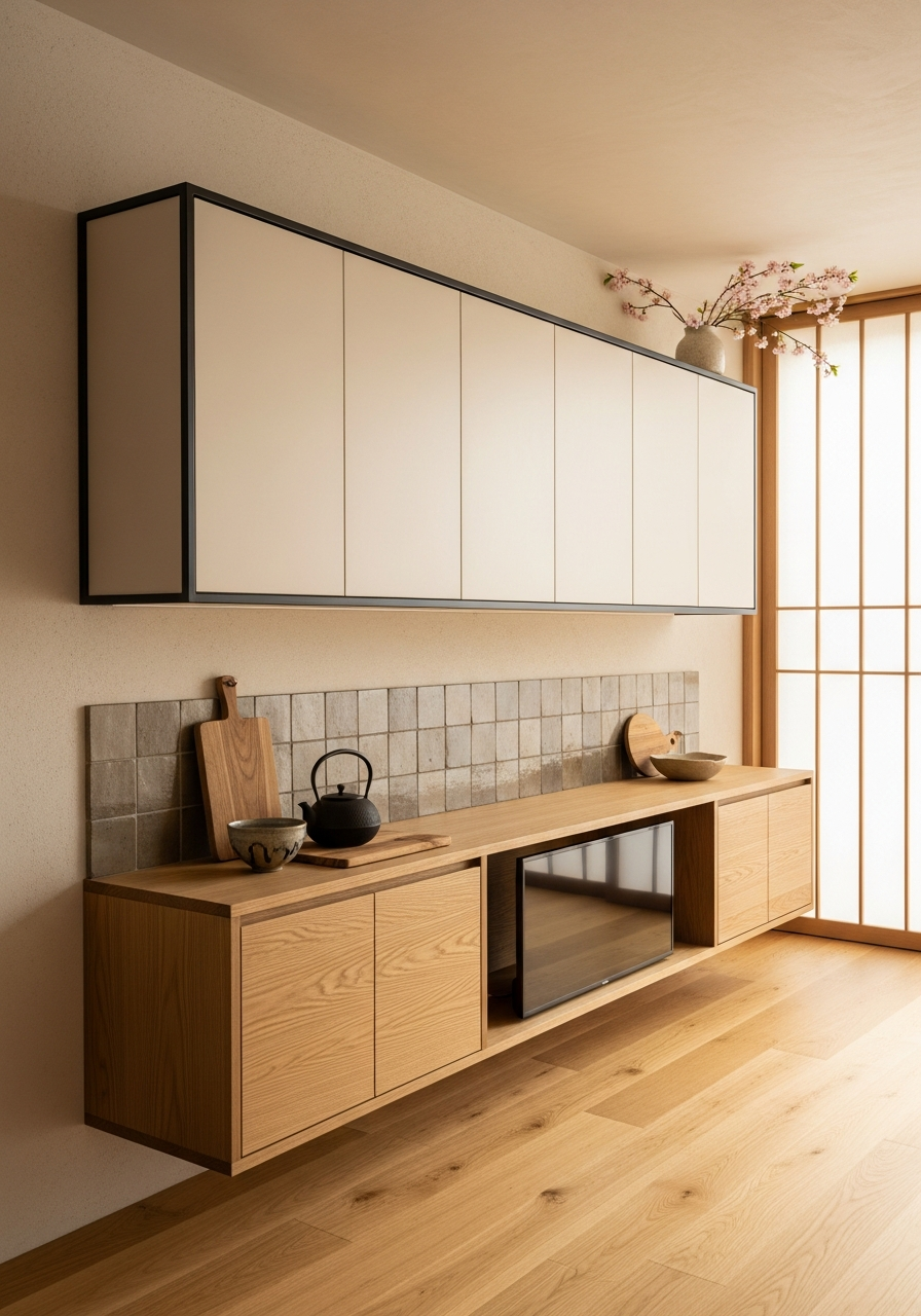 Fadior Essence Media Console — interior room context showing cabinet integration