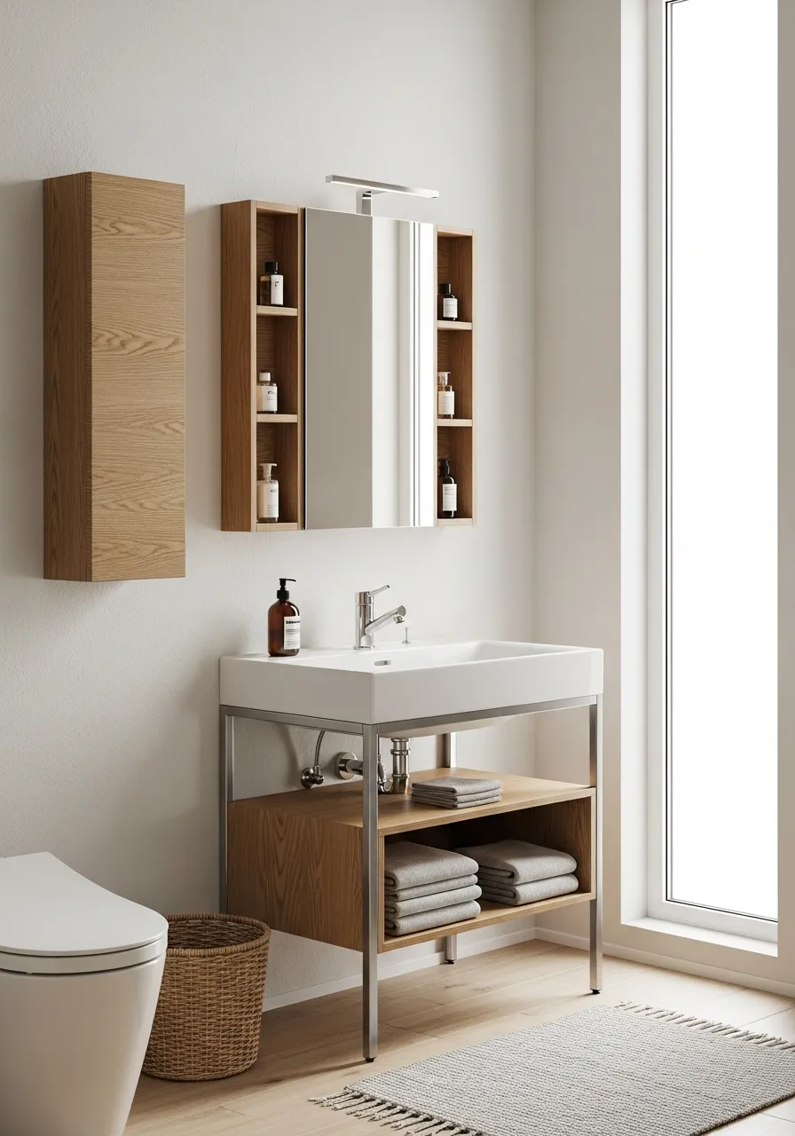 Fadior Acqua Washstand Vanity — 304 stainless steel bath and vanity system, front view