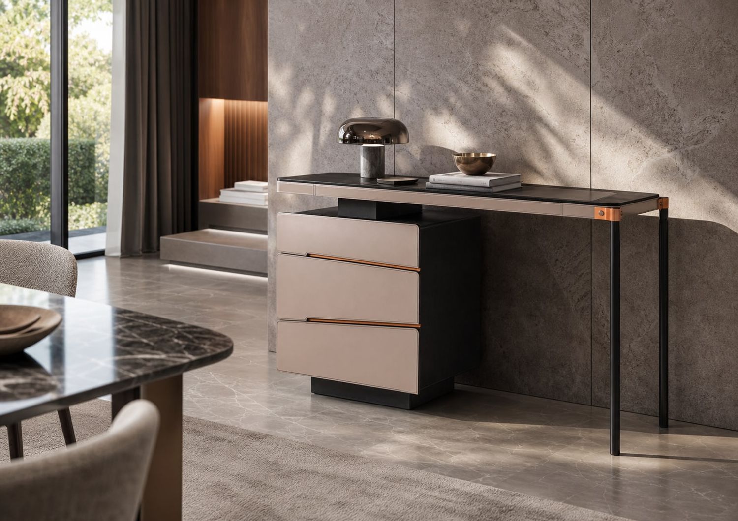Wood Sideboard styled in a FADIOR HOME interior setting