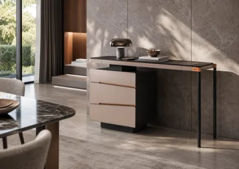 Oak and Saddle Leather Sideboard 2000×420×780 mm