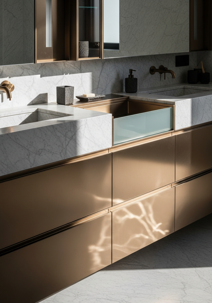 Fadior Dubai Waterfront Villa — bathroom vanity with premium material integration