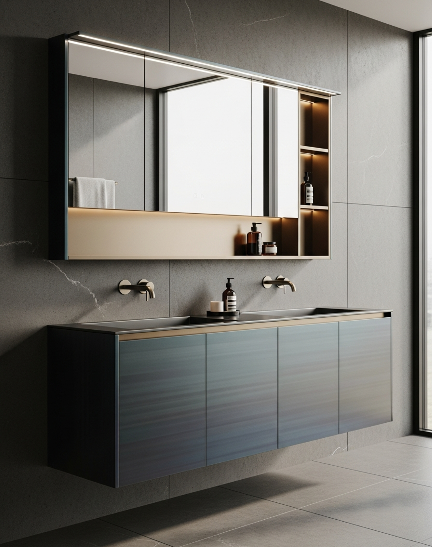 Fadior Acqua Bath and Vanity Suite — interior room context showing cabinet integration