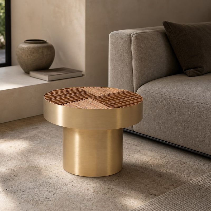 Side Table (Rattan) styled in a FADIOR HOME interior setting