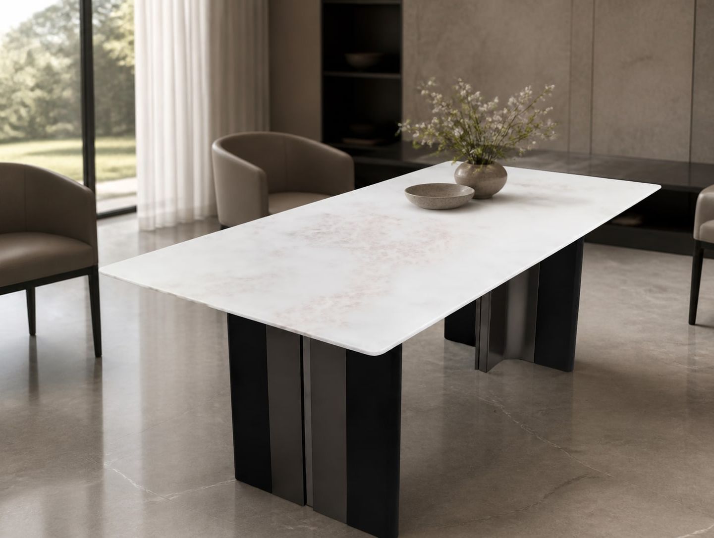 Stone-Top Marble Dining Table 140x80 styled in a FADIOR HOME interior setting