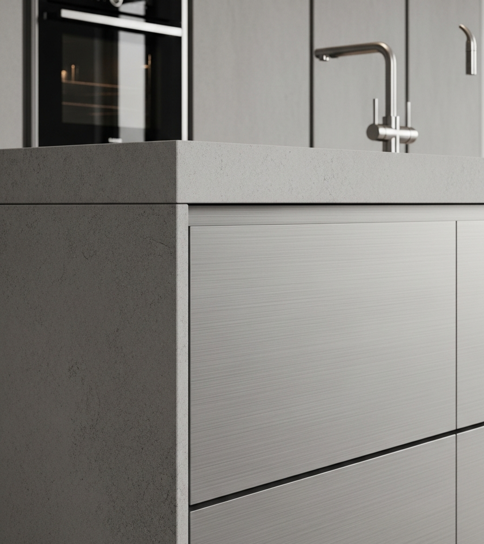 Fadior Abyss Kitchen Suite — close-up of stainless steel finish and hardware detail