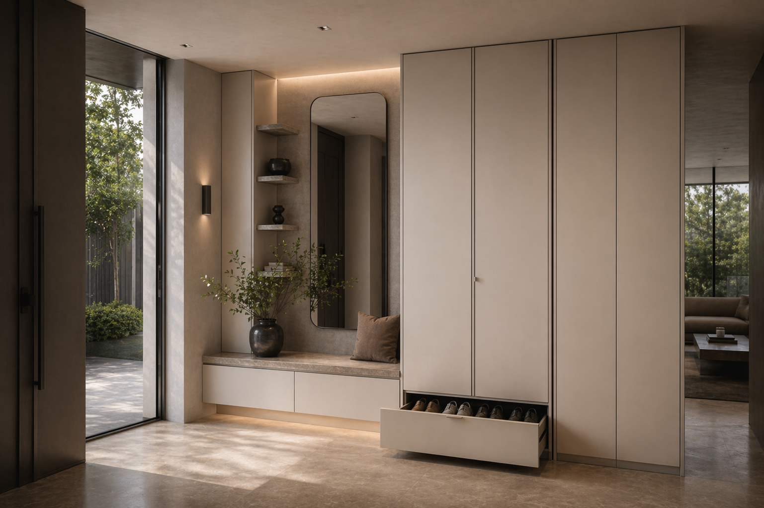 Fadior Archetype Entryway Suite — lifestyle setting with natural light and residential styling