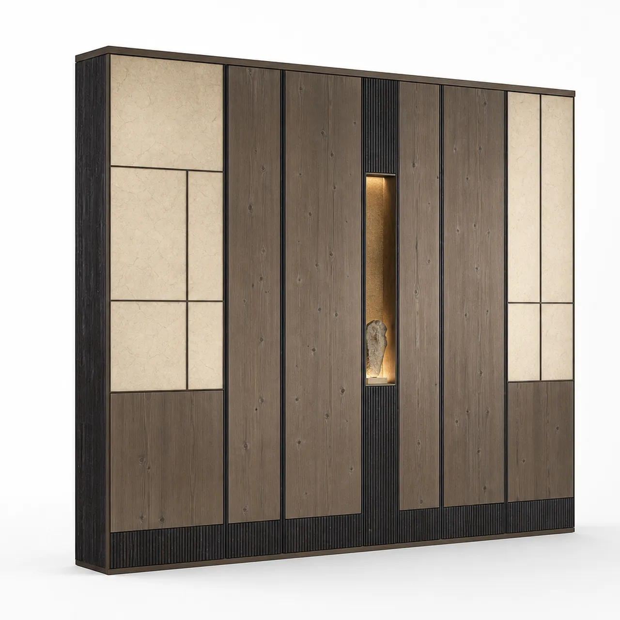 Suite de Paneles de Pared Terrazzo con Nicho Escultórico Retroiluminado vista principal